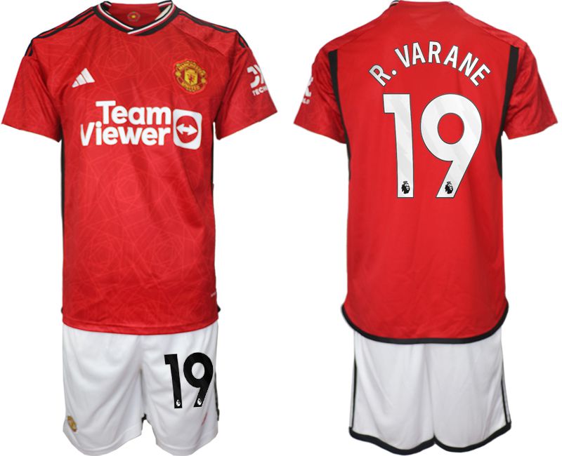 Men 2023-2024 Club Manchester United home red 19 Soccer Jersey